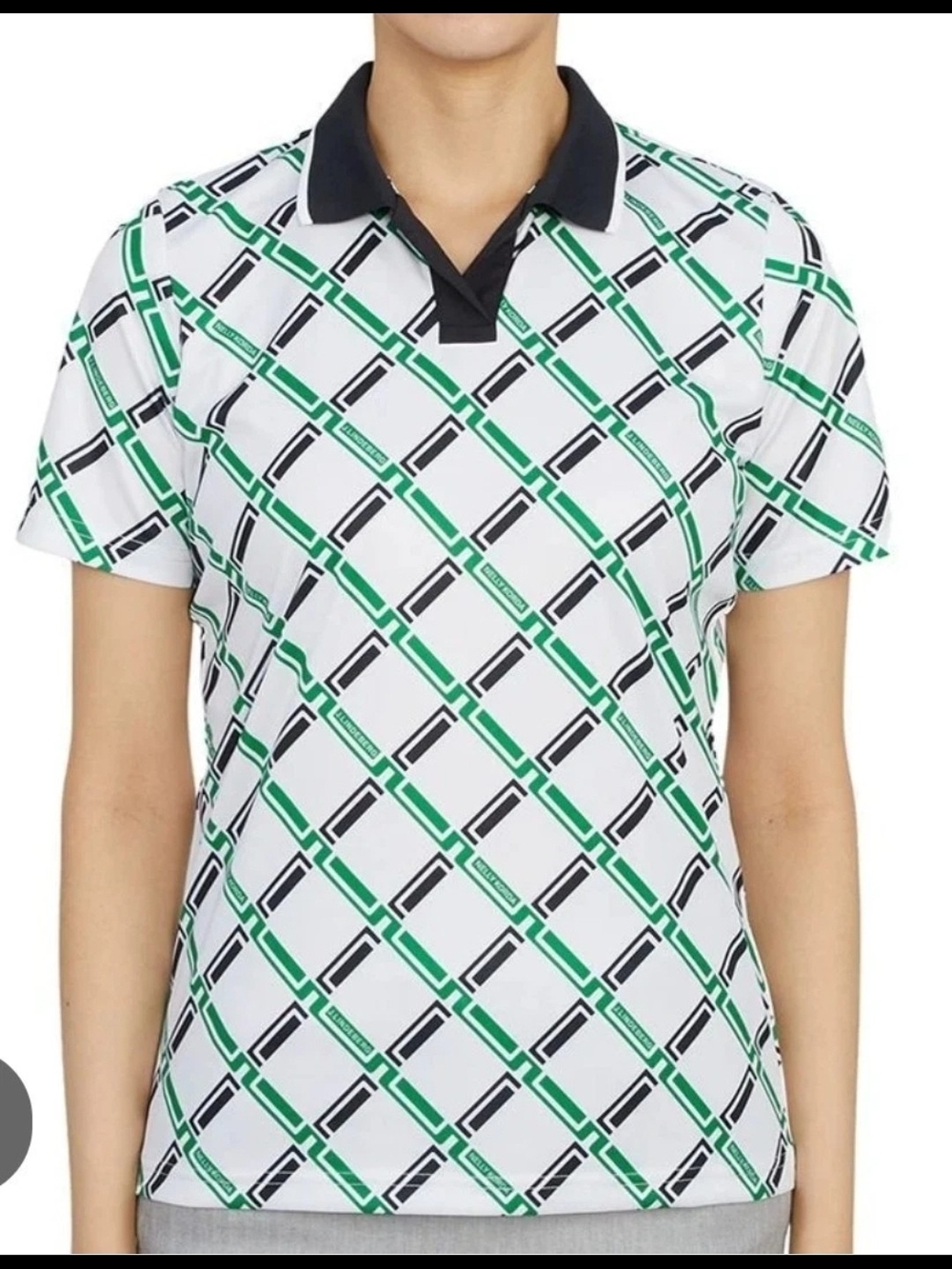Nelly Korda x J.Lindeberg Green Print Women's Classic Polo Shirt Sz S EUC